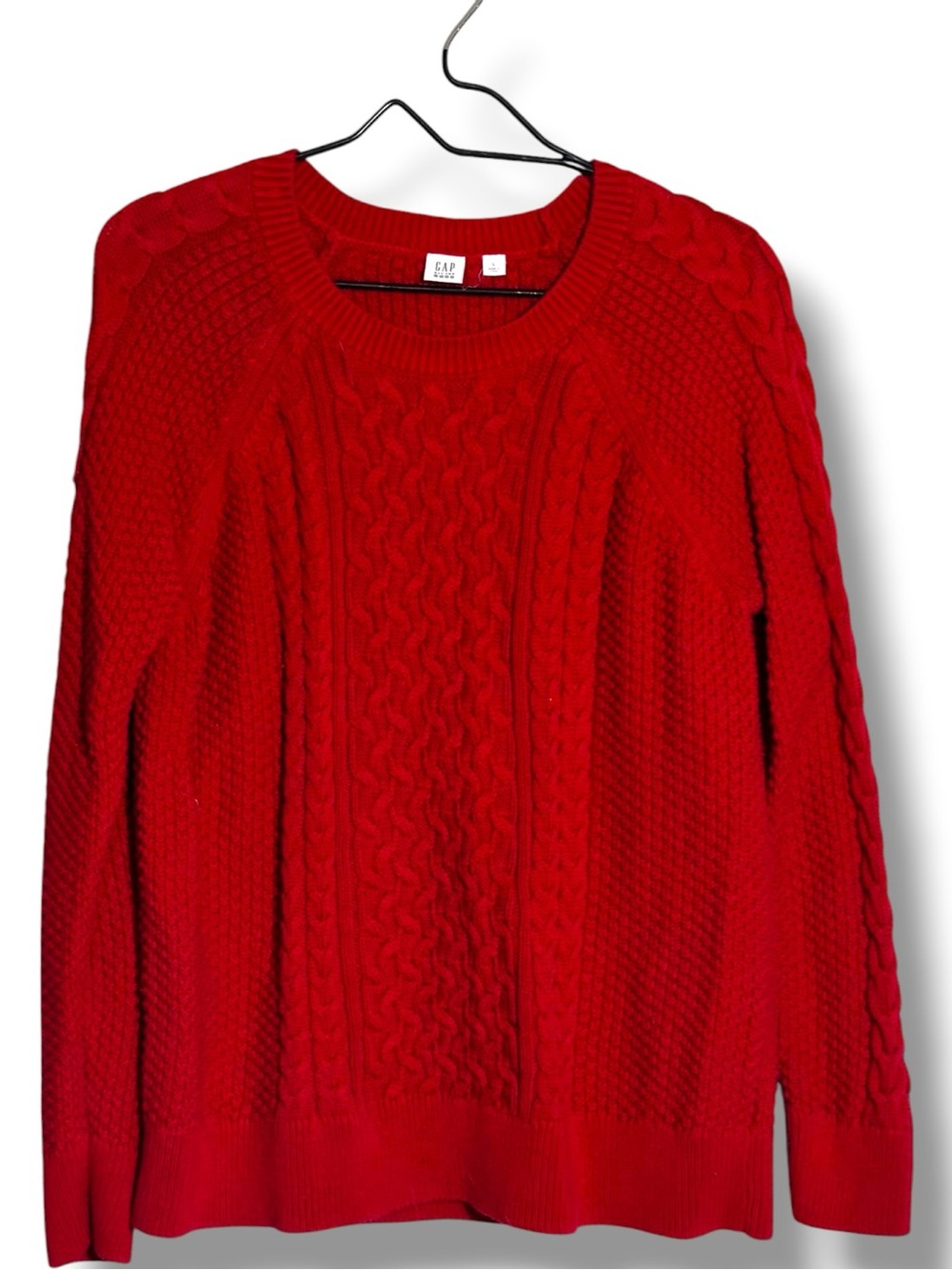 GAP Red Cable-Knit Long Sleeve Classic Design Comfy and Cozy Crewneck Sweater - Picture 15 of 16